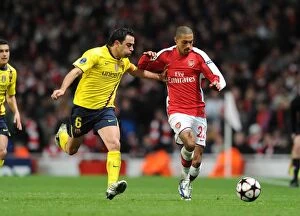 Images Dated 31st March 2010: Gael Clichy (Arsenal) Xavi (Barcelona). Arsenal 2: 2 Barcelona, UEFA Champions League