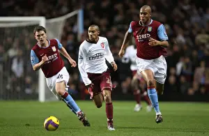 Aston Villa V Arsenal 2007-8 Prints: Gael Clichy (Arsenal) Zat Knight and Craig Gardner (Aston Villa)