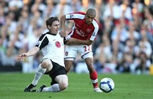 Fulham v Arsenal 2009-10 Collection: Gael Clichy (Arsenal) Zoltan Gera (Fulham)