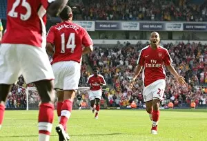 Blackburn Rovers v Arsenal 2008-9 Collection: Gael Clichy celebrates the 2nd Arsenal goal scored