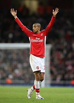 Arsenal V Wigan 2008-9 Prints: Gael Clichy Celebrates Arsenal's 1-0 Win Over Wigan, Barclays Premier League, 2008