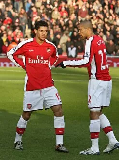 Arsenal v Portsmouth 2008-09 Collection: Gael Clichy and Denilson (Arsenal)
