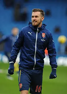 Manchester City V Arsenal 2014-15 Prints: Gearing Up for Battle: Aaron Ramsey's Focus before Manchester City vs Arsenal