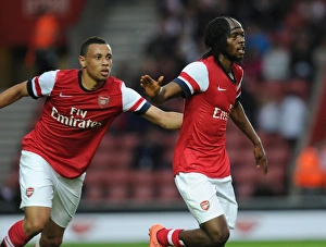 Southampton V Arsenal 2012-13 - Pre Season Prints: Gervinho and Coquelin Celebrate Goal: Southampton vs. Arsenal, 2012-13 Pre-Season