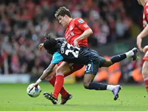 Liverpool V Arsenal 2011-12 Prints: Gervinho Fouls by Martin Kelly: Intense Rivalry in Liverpool vs. Arsenal (2011-12)