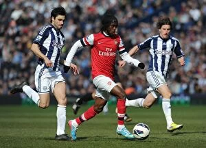 Images Dated 6th April 2013: Gervinho Outruns Yacob and Jones: West Bromwich Albion vs Arsenal, Premier League 2012-13