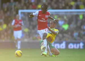 Norwich City V Arsenal 2011-12 Prints: Gervinho vs. Kyle Naughton: A Premier League Battle at Carrow Road, November 19, 2011