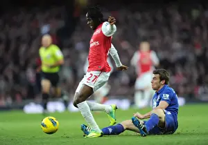 Arsenal V Everton 2011-12 Prints: Gervinho vs. Seamus Coleman: A Premier League Battle at Emirates Stadium, 2011