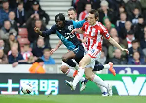 Stoke City V Arsenal 2011-12 Prints: Gervinho vs Wilson and Whitehouse: Intense Battle at Stoke City vs Arsenal (2011-12)