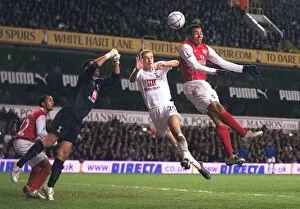 Tottenham v Arsenal Carling Cup Collection: Gilberto (Arsenal) Michael Dawson and Radek Cerny (Spurs)