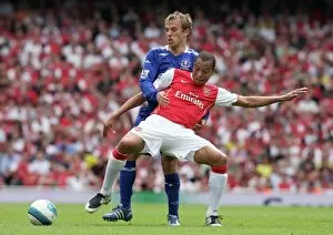 Images Dated 4th May 2008: Gilberto (Arsenal) Phil Neville (Everton)