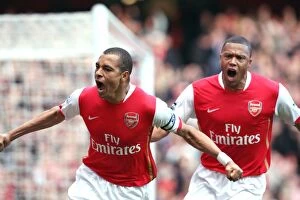 Images Dated 3rd March 2007: Gilberto and Baptista: Celebrating Arsenal's First Goal Against Reading (2:1), FA Premiership