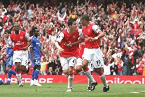 Arsenal v Chelsea 2006-07 Collection: Gilberto and Fabregas: Unforgettable Moment as Arsenal Holds Chelsea to a 1-1 Draw