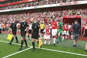 Images Dated 30th April 2007: Gilberto leads out the Arsenal team before the match