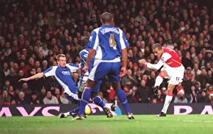 Gilberto scores Arsenals 2nd goal past Matt Taylor (Portsmouth)