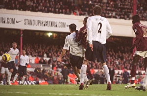 Arsenal v Bolton 2005-6 Collection: Gilberto scores Arsenals gial under pressure from Tal Ben Haim (Bolton)