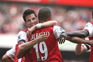 Arsenal v Fulham 2006-07 Collection: Gilberto scoring the 3rd Arsenal goal with Cesc Fabregas