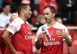 Arsenal Legends V Real Madrid Legends 2018-19 Prints: Gilberto vs Hillier: A Legendary Clash between Arsenal and Real Madrid (2018-19)