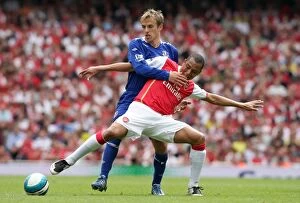 Images Dated 4th May 2008: Gilberto vs. Neville: Arsenal's 1-0 Victory Over Everton, Barclays Premier League