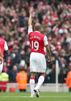 Gilberto's Thrilling Goal: Arsenal Takes a 2-0 Lead over Reading, Barclays Premier League, Emirates Stadium (2008)