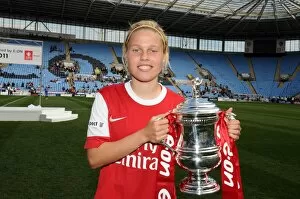 Arsenal Ladies v Bristol Academy FA Cup Final 2011 Collection: Gilly Flaherty (Arsenal) with the FA Cup Trophy. Arsenal Ladies 2: 0 Bristol Academy