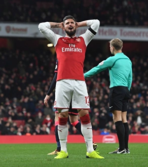 Arsenal V Huddersfield Town 2017-18 Prints: Giroud in Action: Arsenal vs Huddersfield, Premier League 2017-18