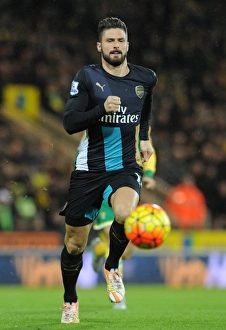 Norwich City V Arsenal 2015-16 Prints: Giroud in Action: Arsenal's Win Against Norwich City, Premier League 2015-16