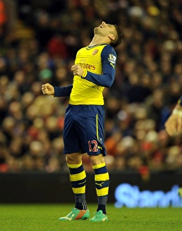 Liverpool V Arsenal 2014/15 Prints: Giroud at Anfield: Liverpool vs. Arsenal, Premier League 2014/15