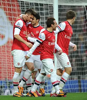 Arsenal V Southampton 2013-14 Prints: Giroud and Arteta: Celebrating Arsenal's First Goal vs Southampton (2013-14)