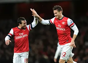 Giroud and Cazorla Celebrate Arsenal's Goal: Arsenal v Newcastle United, Premier League 2012-13