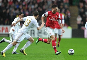 Swansea Prints: Giroud Outmaneuvers Davies: Swansea vs Arsenal, Premier League 2012-13