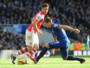 Arsenal Everton 2014-15 Prints: Giroud Outmaneuvers Jagielka: Arsenal vs. Everton, Premier League 2015
