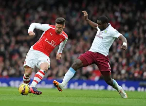 Giroud Outmaneuvers Okore: Arsenal vs Aston Villa, Premier League 2014-15