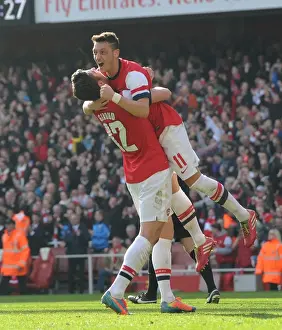 Arsenal V Everton - FA Cup 2014 Prints: Giroud and Ozil's Thrilling Goal Celebrations: Arsenal's FA Cup Victory (2014)