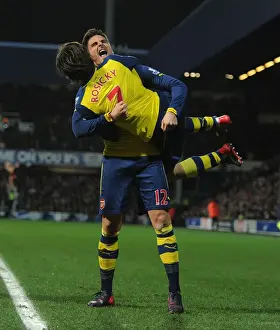 Queens Park Rangers V Arsenal 2014-15 Prints: Giroud and Rosicky's Unforgettable Goal Celebration: Arsenal's First at Queens Park Rangers (2014-15)