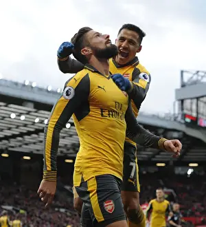 Manchester United V Arsenal 2016-17 Prints: Giroud and Sanchez Celebrate Goal: Manchester United vs. Arsenal, 2016-17 Premier League
