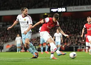 Arsenal V West Ham United 2013/14 Prints: Giroud Scores Against Carroll: Arsenal's Triumph over West Ham United