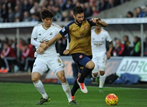 Swansea City V Arsenal 2015-16 Prints: Giroud Surges Past Ki: Swansea vs Arsenal, 2015-16 Premier League