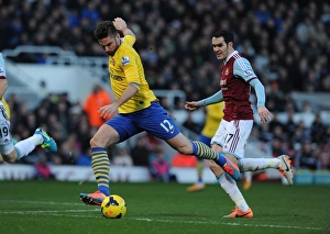 West Ham United V Arsenal 2013-14 Prints: Giroud Surges Past O'Brien: West Ham vs. Arsenal, Premier League, 2013