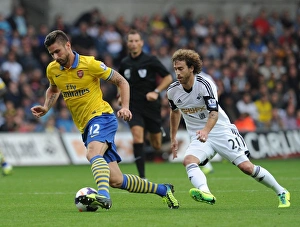 Swansea Prints: Giroud vs Canas: A Premier League Battle at Swansea, 2013-14