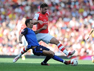 Arsenal V AS Monaco 2014-15 Prints: Giroud vs. Carvalho: Intense Battle at the Emirates Cup