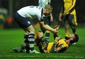Preston North End V Arsenal - FA Cup - 2017 Prints: Giroud vs Clarke: Tangled Battle - Arsenal's FA Cup Clash at Preston North End