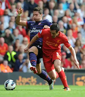 Liverpool V Arsenal 2012-13 Prints: Giroud vs Enrique: Intense Battle at Anfield (Liverpool v Arsenal, 2012-13)