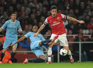 Arsenal V Manchester City 2013/14 Prints: Giroud vs Fernandinho: A Football Rivalry - Arsenal vs Manchester City