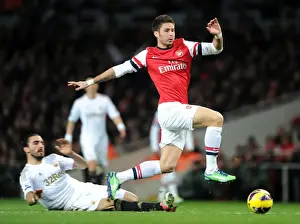 Arsenal V Swansea 2012-13 Prints: Giroud vs. Flores: A Premier League Battle at the Emirates - Arsenal vs