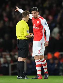 Arsenal V Leicester City 2014-15 Prints: Giroud vs. Jones: A Contentious Moment at the Emirates - Arsenal v Leicester City, 2015