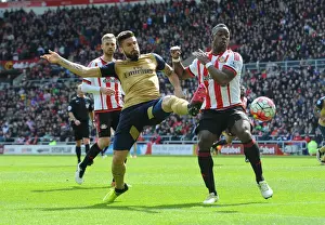 Sunderland V Arsenal 2015-16 Prints: Giroud vs Kone: A Premier League Showdown at Sunderland's Stadium of Light - Arsenal vs Sunderland (2015-16)