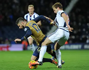 West Bromwich Albion V Arsenal 2015-16 Prints: Giroud vs McAuley: A Footballing Battle at The Hawthorns (2015-16)