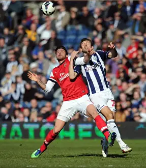 West Bromwich Albion V Arsenal 2012-13 Prints: Giroud vs McAuley: A Footballing Battle at The Hawthorns - Arsenal vs West Bromwich Albion (2013)