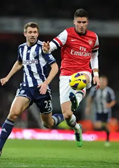 Arsenal V West Bromwich Albion 2012-13 Prints: Giroud vs McAuley: Intense Battle at Arsenal vs West Bromwich Albion (2012-13)